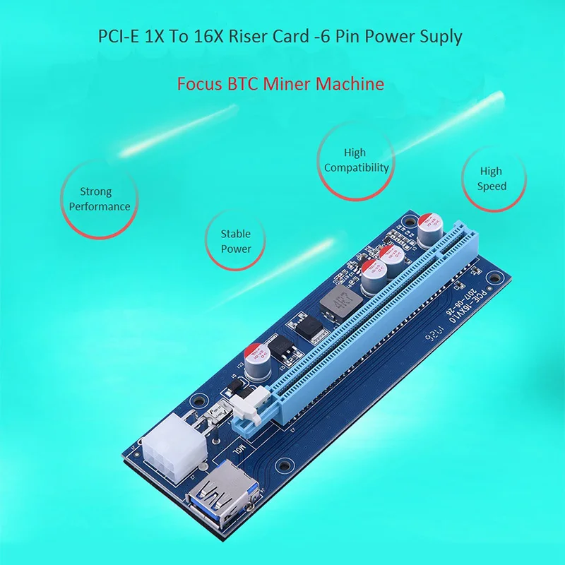 60 см PCI Express 1X до 16X Райзер-карта PCIe для Шахтерская машина защита от перегрузки по