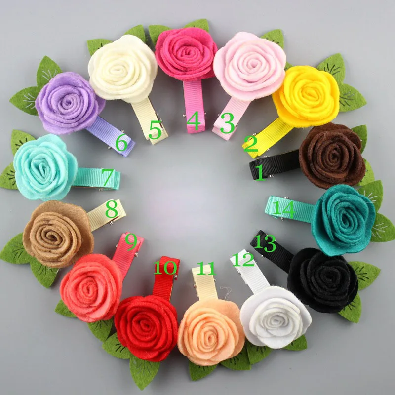 Новое поступление 16 цветов войлок facric rose нижний с зажимами цветы для волос