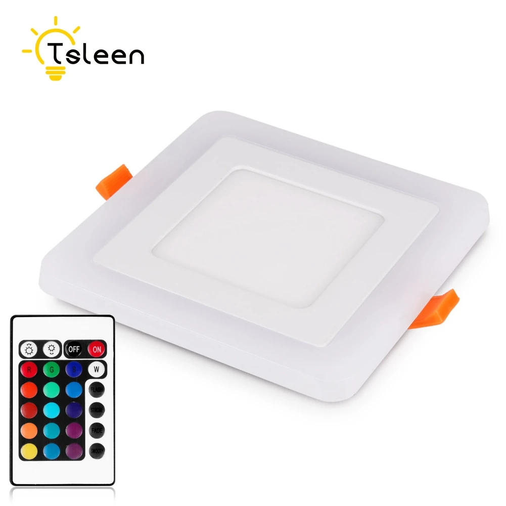 Tsleen 3W/6 W/12 W светодиодный панпанельный светильник, тонкий встраиваемый потолочный светильник, Круглый квадратный белый+ красочный RGB светильник
