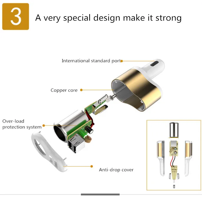 Заводская цена Автомобильное зарядное устройство высокая эффективность Dual USB |