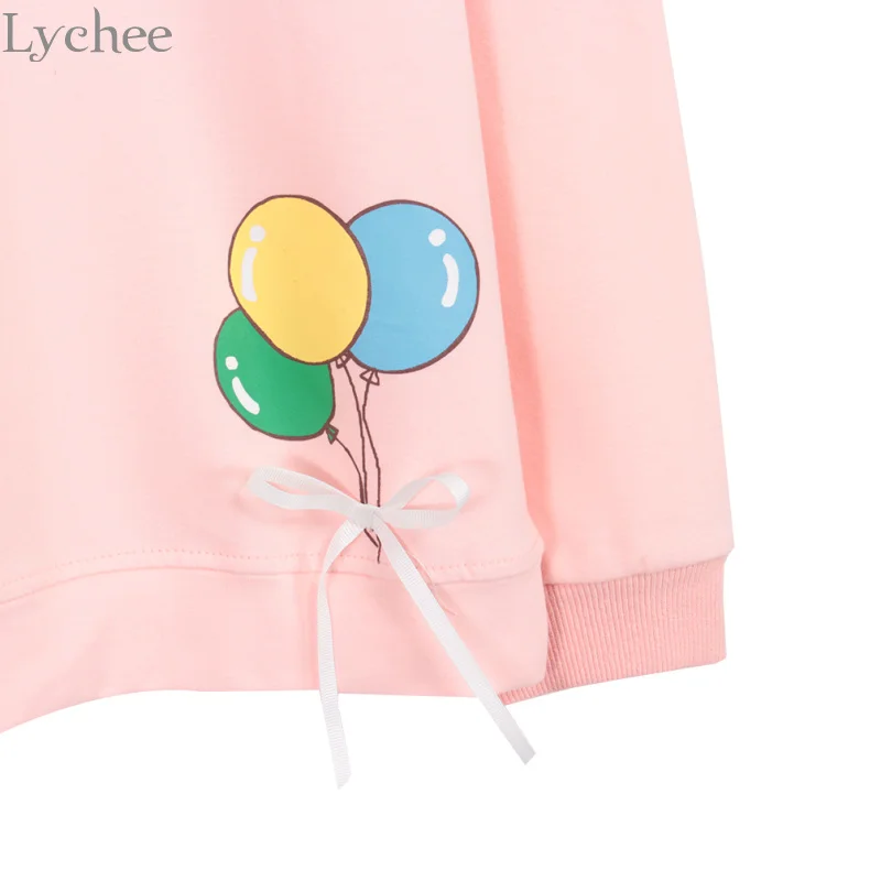 Весенне осенний Женский свитшот Lychee пуловер с длинным рукавом и принтом в виде
