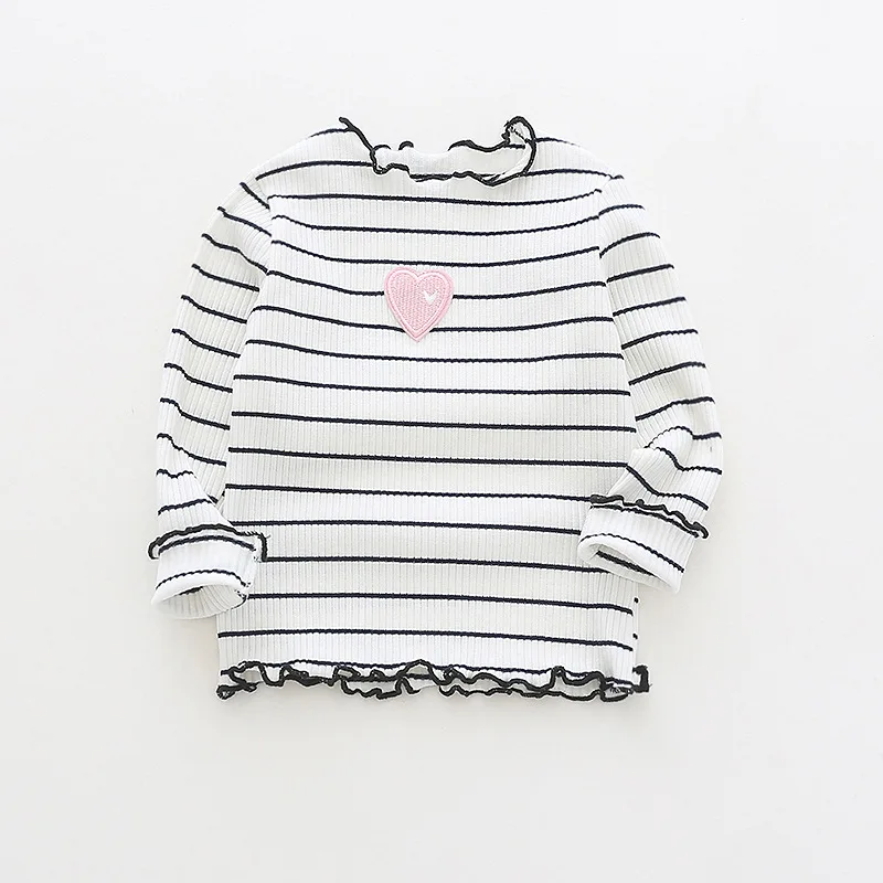 2018 осенние вязаные топы в полоску для маленьких девочек хлопковая футболка с