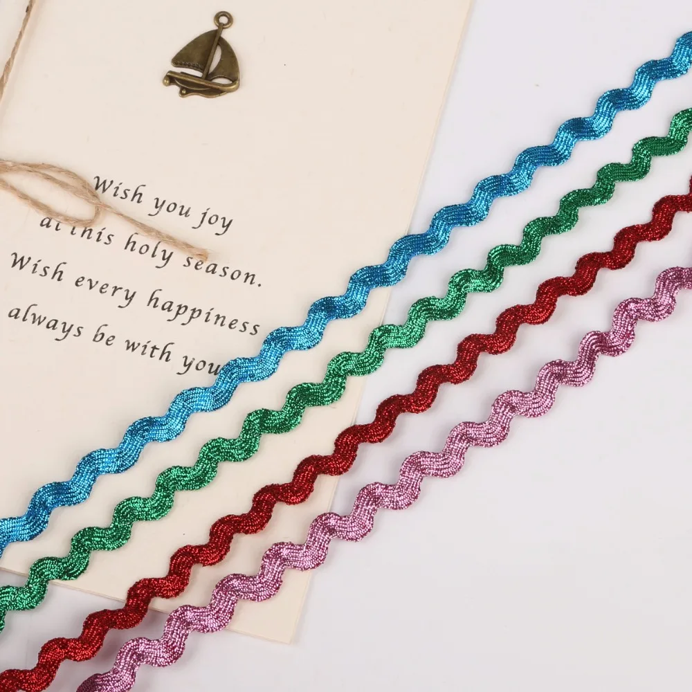 15 ярдов/лот 8 мм металлическая териленовая лента зигзаг Ric Rac кружевная для