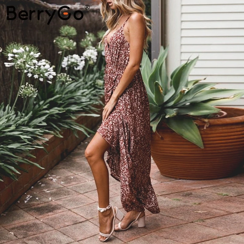 Simplee на тонких бретельках летнее платье для женщин в богемном стиле с цветочным