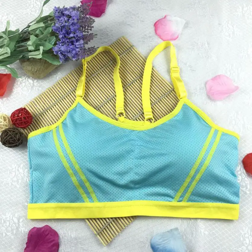Light Blue Женский спортивный однотонный бюстгальтер для йоги, занятий спортом, занятий йогой, на груди, с бретельками, топы, бюстгальтер с мягкими чашечками, однотонный короткий бандаж, женский спортивный бюстгальтер для йоги, спортзала - Цвет: Light Blue