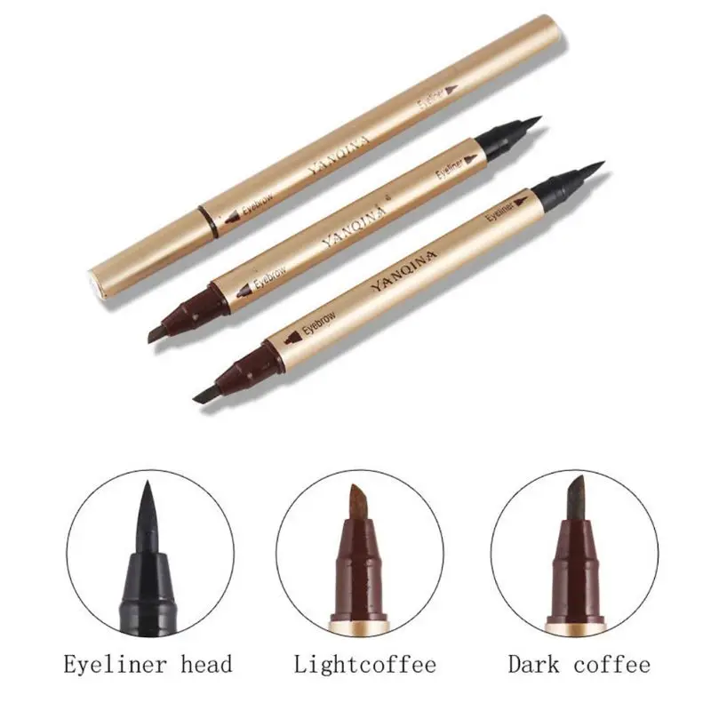 Новая Водонепроницаемая Двусторонняя подводка для глаз и бровей жидкая ручка
