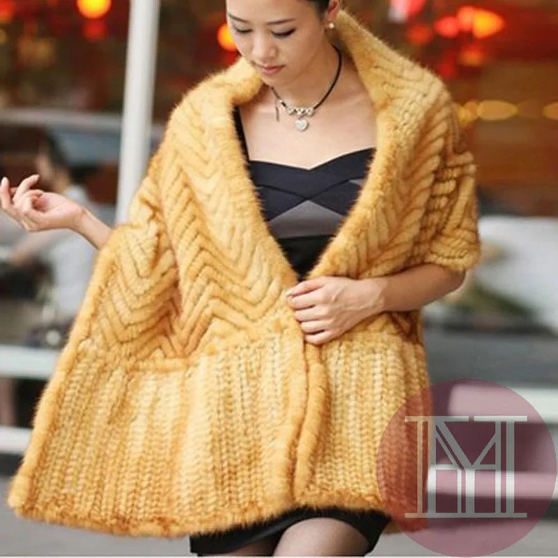 Новое поступление Брендовая женская шаль из меха норки Женская натурального