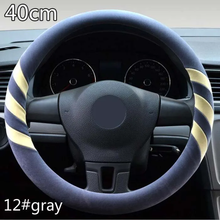 12 gray 40cm Rete 36/38/40 см Универсальный чехол рулевого колеса автомобиля украшения Нескользящие Дышащие Модные короткие меховые полосы дизайн Wh - Название цвета: 12 gray 40cm