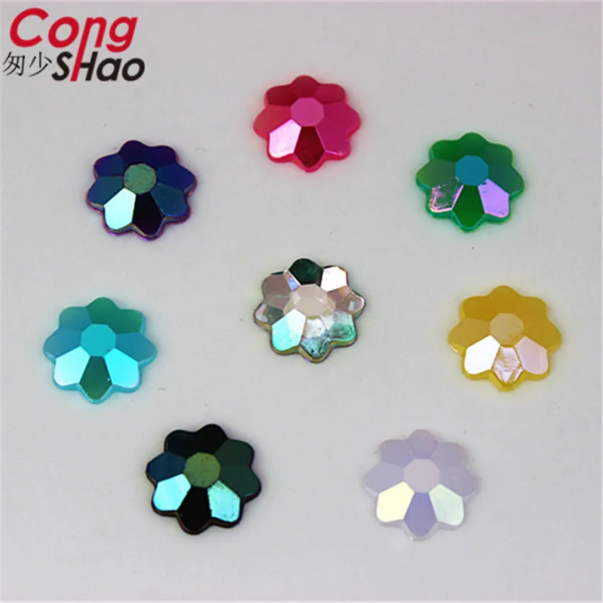 

Cong Shao 200pcs 12mm AB Color flower shape Acrylic rhinestones flatback stones crystals clothes Craft Accessories DIY CS591