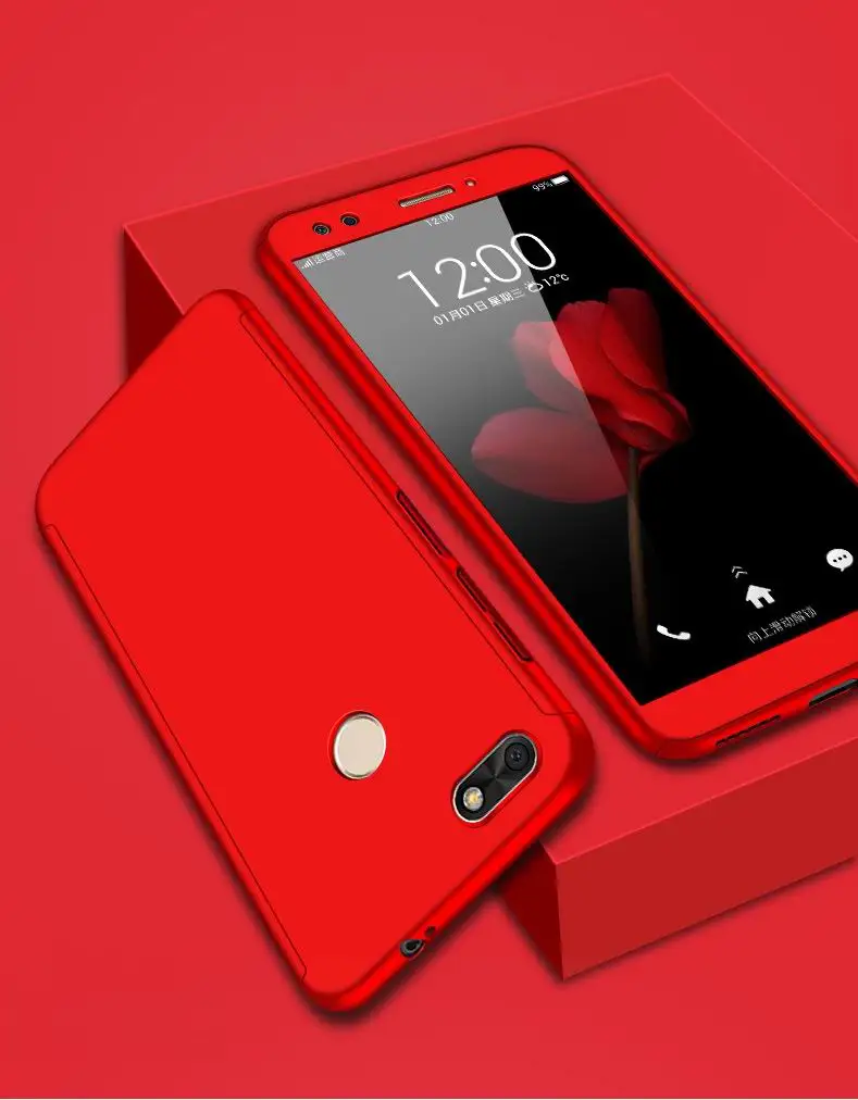 red hard case Nova Lite 360 Полный Чехол для huawei P9 Lite мини Чехол SLA-L22 чехол с закаленным стеклом протектор huawei Y6 Pro - Цвет: red hard case