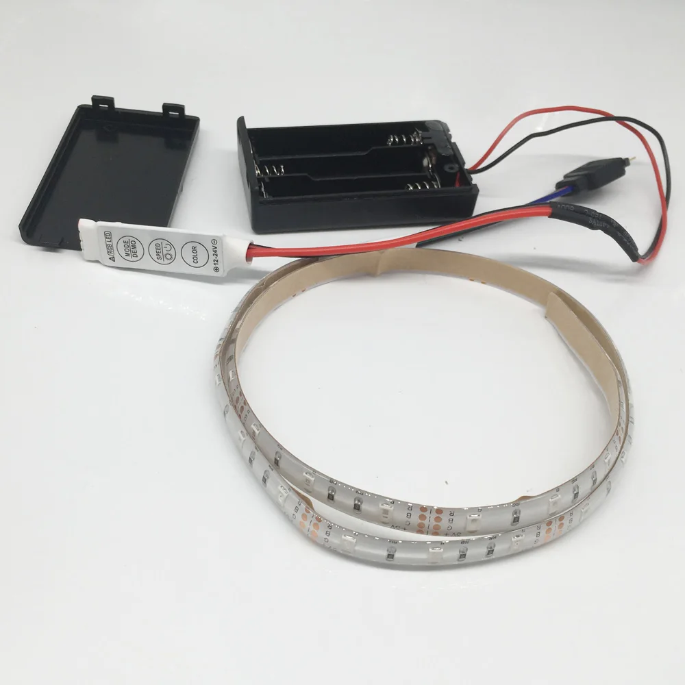 Светодиодная лента на батарейках 3528 SMD с батарейным отсеком белый RGB 0 5 м 2