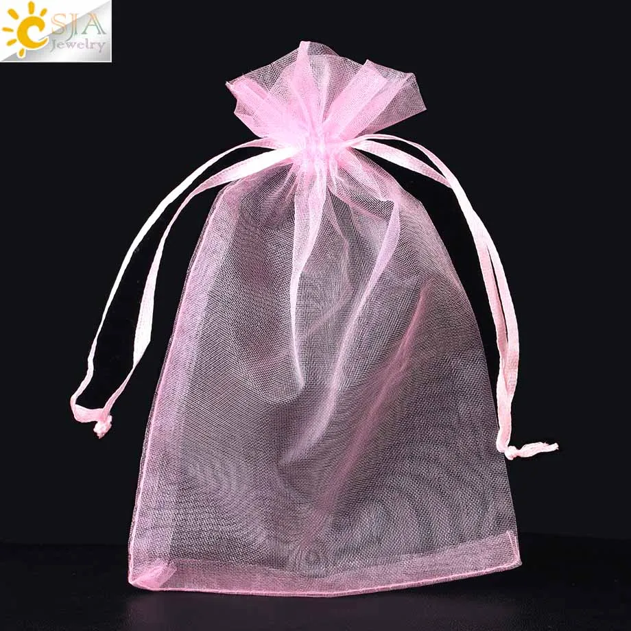 Pink Csja мешочки для рисования шелковые мешочки подарочные мешочки из органзы Свадебная вечеринка бижутерия для декорирования упаковка красный разноцветный 10 шт./лот F635 - Цвет: Pink