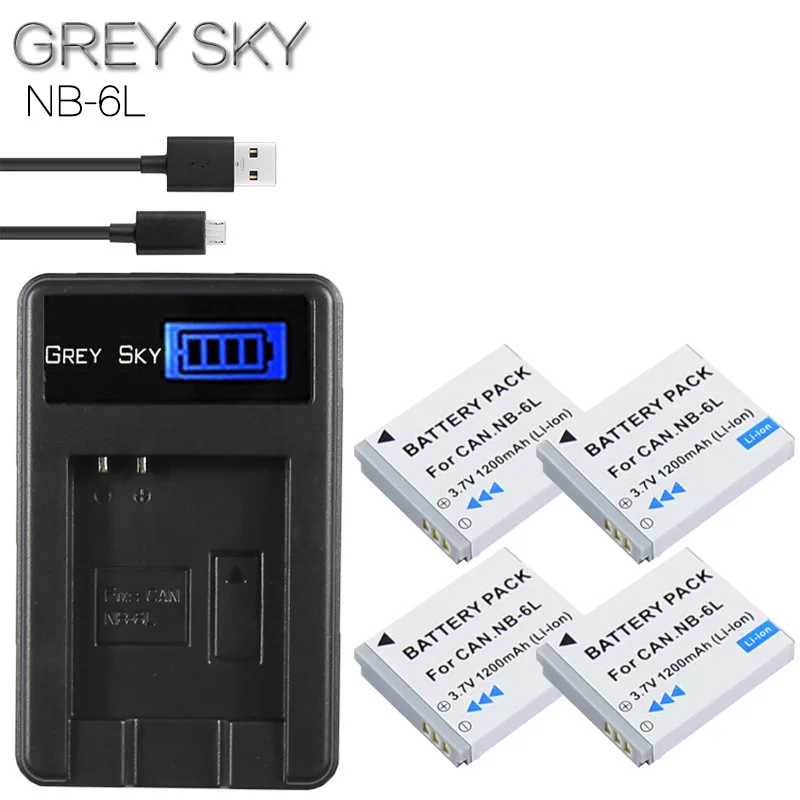 charger and 4battery 2 шт. NB-6L NB-6LH Батарея+ ЖК-дисплей USB Зарядное устройство для Цифрового Фотоаппарата Canon IXUS 310 SX240 SX275 SX280 SX510 SX500 HS 95 200 105 210 300 S90 S95 - Цвет: charger and 4battery
