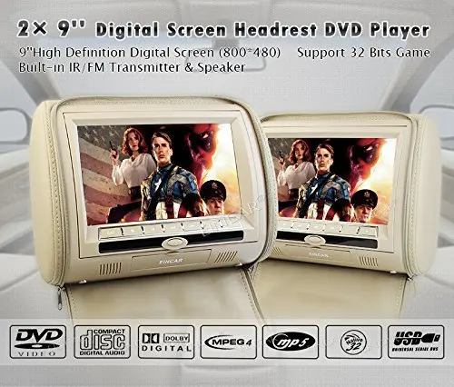 9 &quotUSB/SD 32 Bit игры автомобильные подушки мониторы бежевый пара подголовник