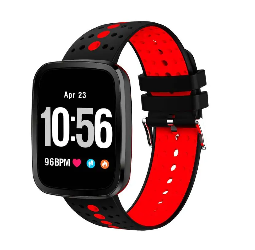 red GOLDENSPIKE V6 Смарт часы IP68 Водонепроницаемый Bluetooth SmartWatch монитор сердечного ритма Удаленная камера для iPhone Android телефон - Цвет: red