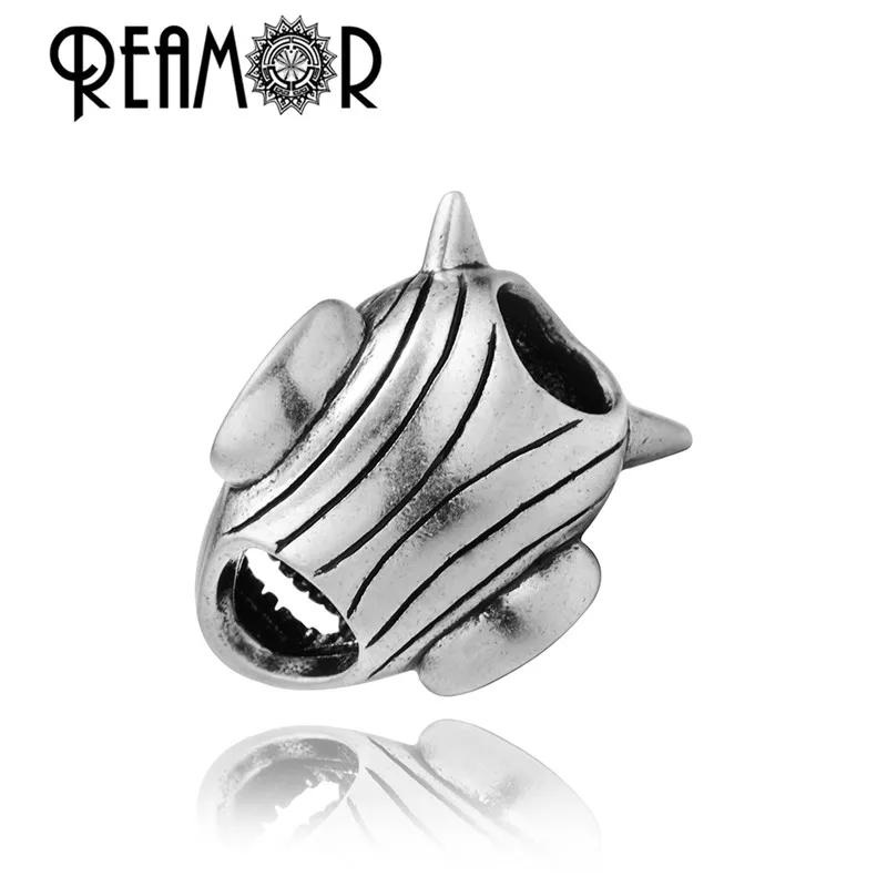 REAMOR 6.5mm Silver Plated Ghost Mask Copper Bead Metal Demon Evil Beads for DIY Leather Bracelet Jewelry Making Accessories | Украшения и