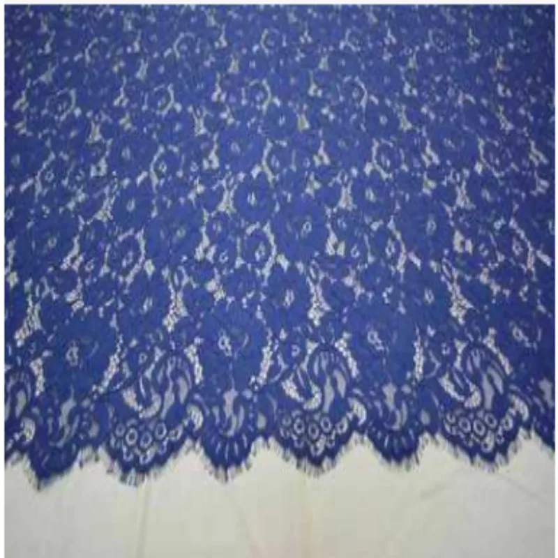 dark blue 1 ярд Африканский ресниц ажурная кружевная ткань для Сделай Сам одежда аксессуары ремесла - Color: dark blue