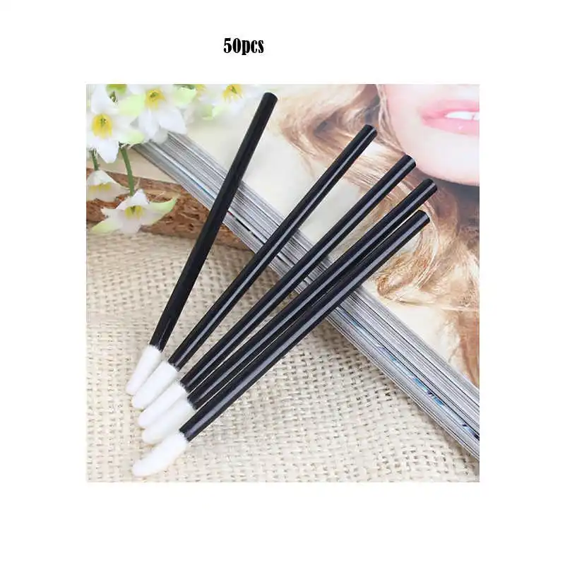 50pcs Black 100 шт новая одноразовая Кисть для макияжа Pro Кисть для губной помады губная помада палочки Аппликатор - Handle Color: 50pcs Black