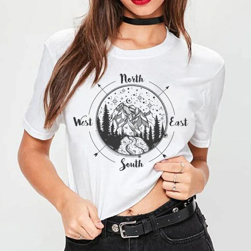 Summer Women T Shirt Cosmic Belief Harajuku New Ins Travel The World Tshirt Women Cartoon Printed Vogue Casual Tee Shirt Femme