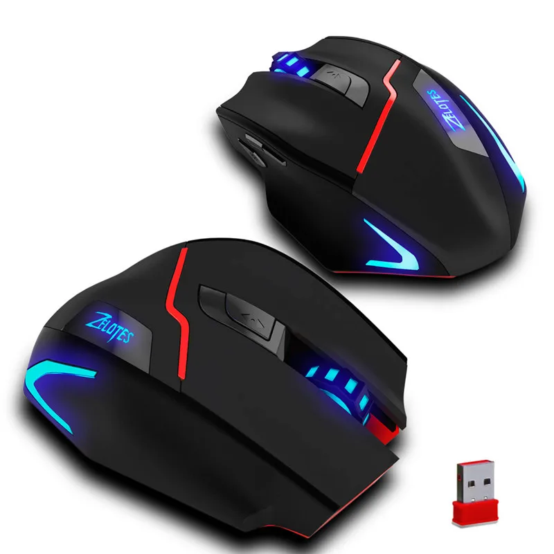 ZELOTES F-18 Двухрежимная игровая мышь беспроводная мышь для ноутбука 3200 dpi беспроводной регулируемый светодиодный светильник 7 цветов
