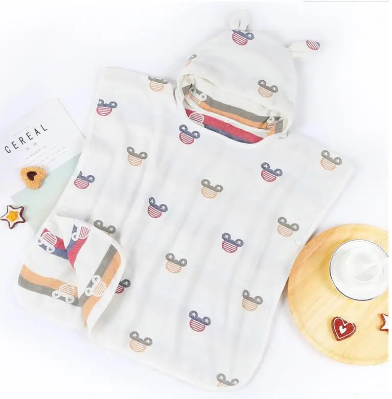 

10pcs Quality 100% Cotton Baby Kids Cartoon Bathrobes 60x60cm Hooded Towel 2-6T Kids Bath Robe Girls Boys Swim Beach Bath Towel