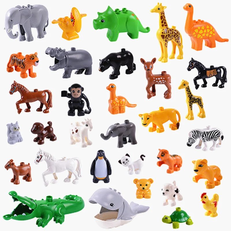 

16 Style Original Classic Animal Zoo Big Building Blocks Kids Toys DIY Set Brick Compatible Duplo Christmas Gift Crocodile Hippo