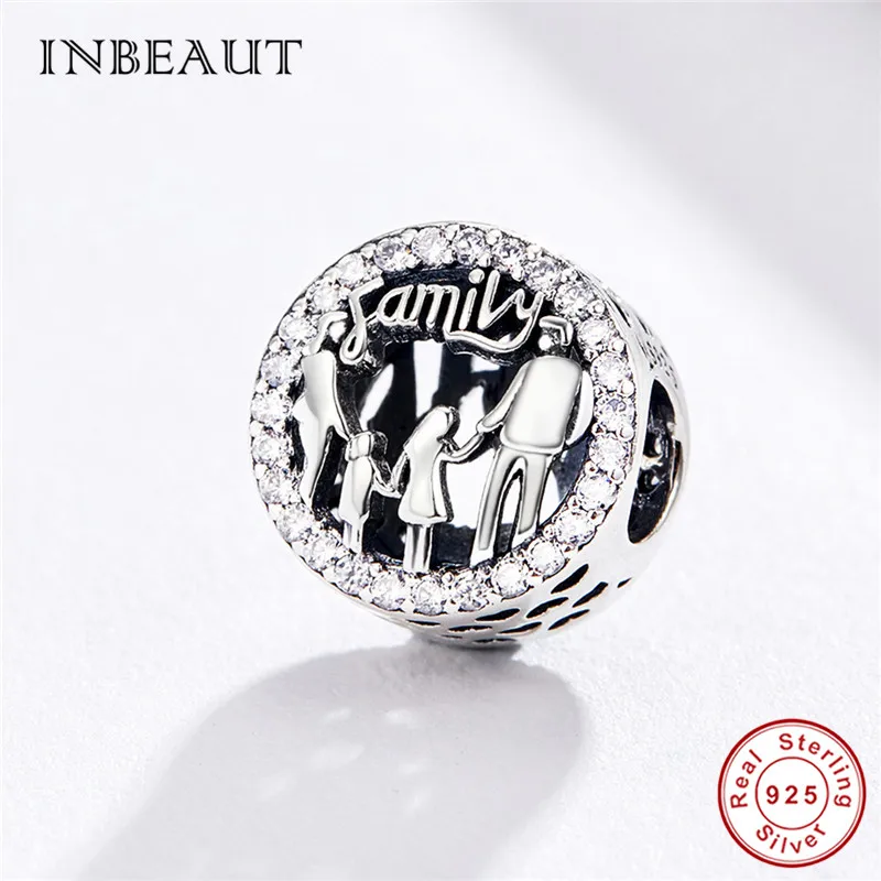 INBEAUT/100% Стерлинговое Серебро 925 пробы Белый CZ для папы мамы дочки сына бусы