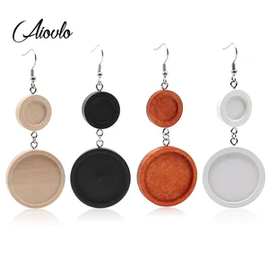 Ушной крючок из нержавеющей стали, установка Пустой Базы дюйма, 12 мм, 25 мм, дерево, кабошон, для самостоятельной сборки серьги для изготовления ювелирных изделий, 10 шт.