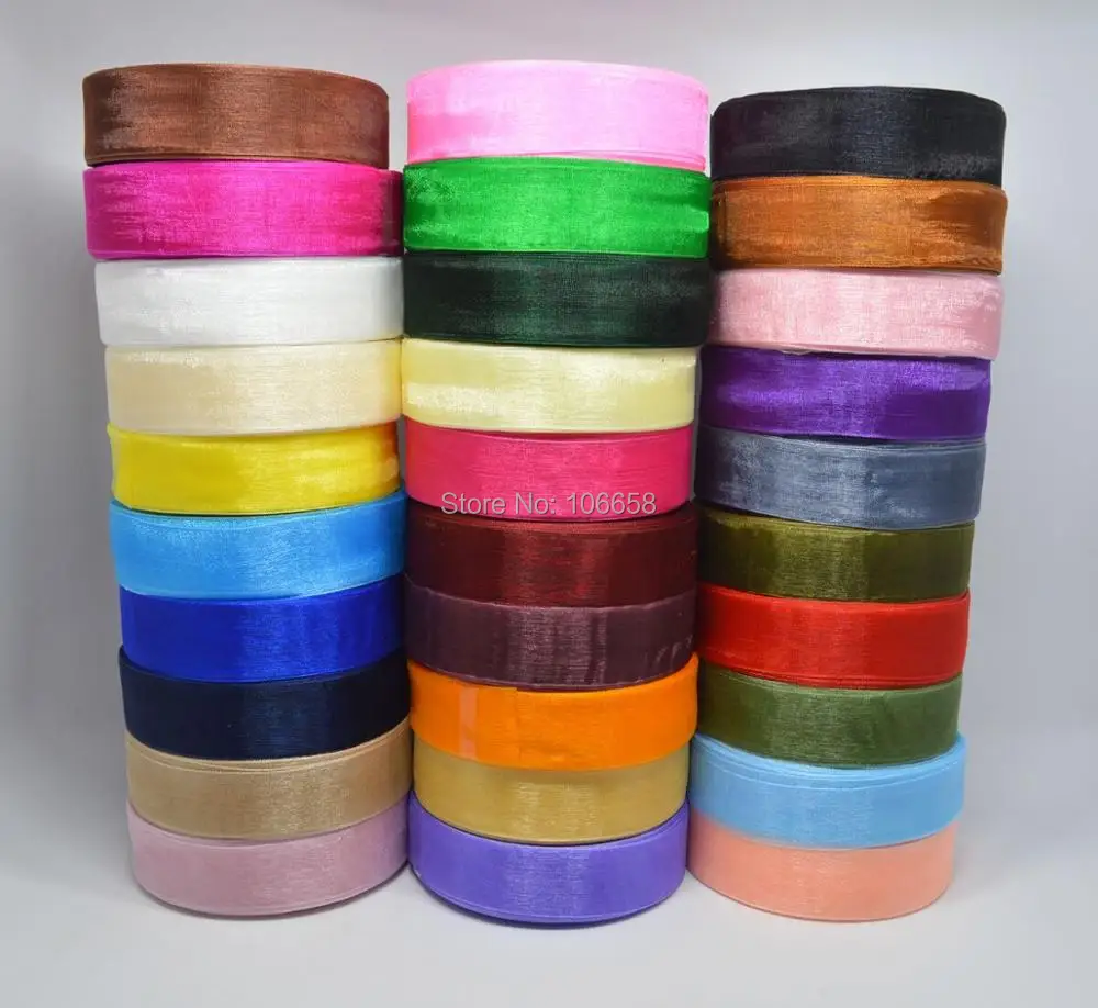 50 yards 3/8"-2" Top Quality Organza ribbon for gift & gift box packing hair wreaths accessories 10mm-50mm wide organza ribbon