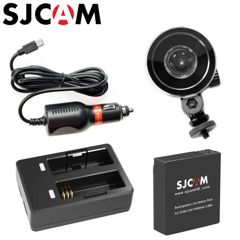 SJCAM SJ7 Star Аксессуары двойное зарядное устройство + Автомобильное держатель на