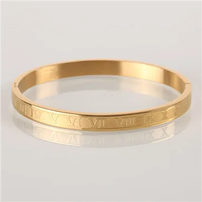 Men And Gold Mcllroy, мужской Браслет-манжета, браслет из нержавеющей стали, розовое золото, браслет с резьбой, римская цифра, классические ювелирные изделия, высокое качество 328 - Окраска металла: Men And Gold