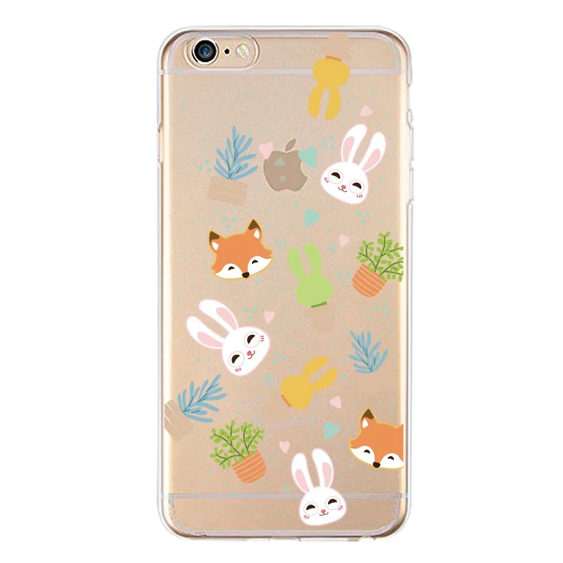 Cactus Soft Clear TPU Phone Case For iPhone 4/4s 5 5s 6 6plus 7 8plus x Silicone Fox Cat Printed Cover Free Shipping | Мобильные
