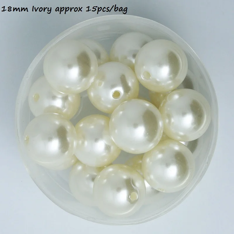 18mm Ivory 15pcs 4/6/8/10/12/14/16/18/20 мм отверстие 2 мм белого цвета и цвета слоновой кости, с жемчугом искусственные круглые бусины ABS для бижутерии, материал для рукоделия серьги с подвесками решений - Цвет: 18mm Ivory 15pcs