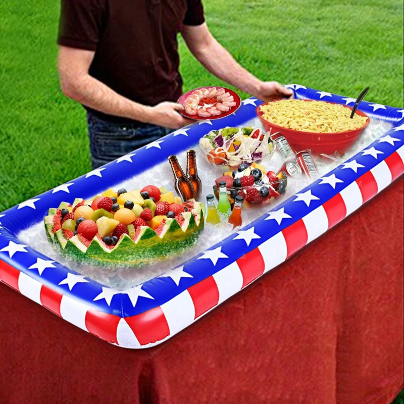 

130cm Giant American Flag Inflatable Drink Holder Tray Salad Bar Cooler Buffet Swim Pool Accessory Beach Water Party Toys Boia