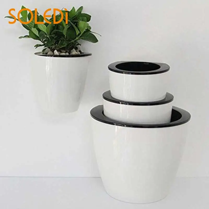 Self Watering Plant Flower Pot Wall Hanging Plastic Planter Basket Home Garden