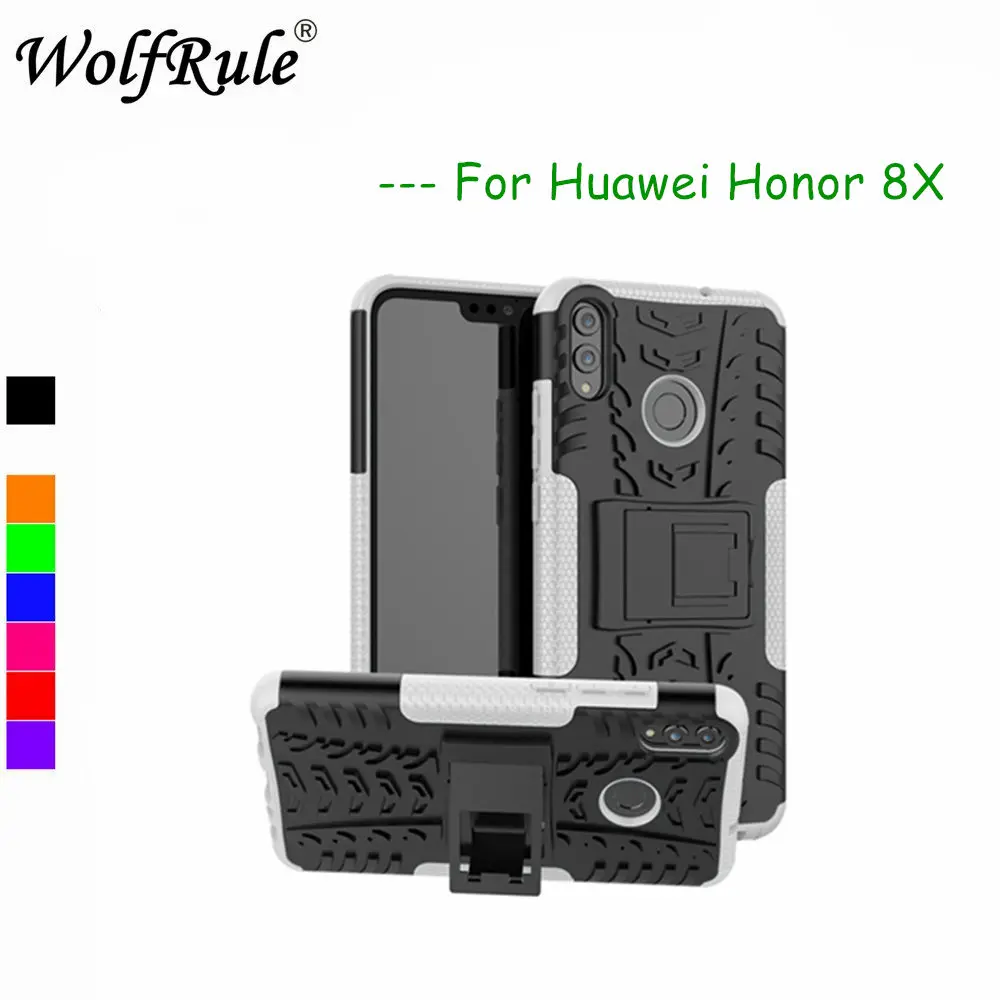 

WolfRule Cases Huawei Honor 8X Cover Dual Layer Armor Silicone Back Case For Huawei Honor 8X Phone Holder Stand Shells Honor 8X