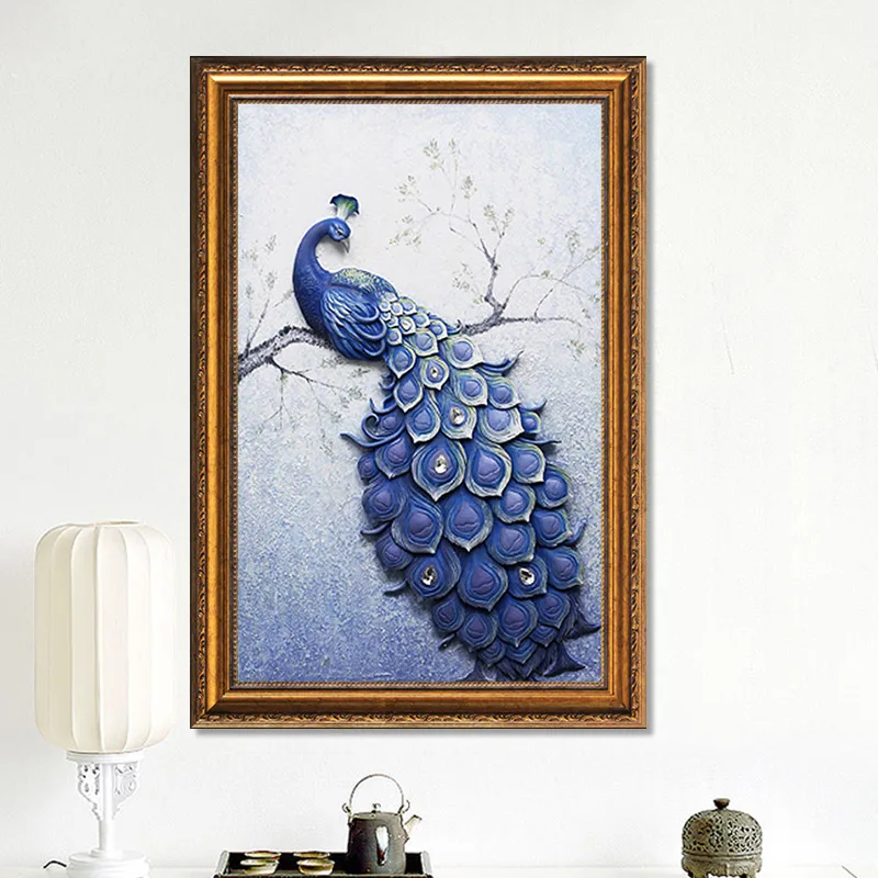 Needlework 5D Diy Diamond Painting Cross Stitch Blue Peacock Special-shaped Full Round Embroidery Animal Serie | Дом и сад