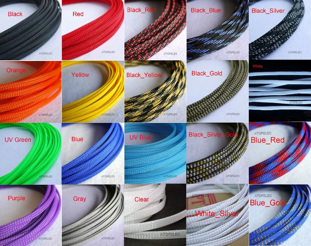 Обтягивающий Плетеный ПЭТ кабель длиной 2 м шириной 4 мм 5/32 дюйма