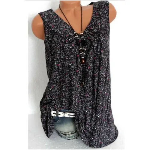 

Fashion Women Sleeveless Loose T Shirts Ladies Summer Casual Blouse Tops Shirt female plus size V-neck blouse