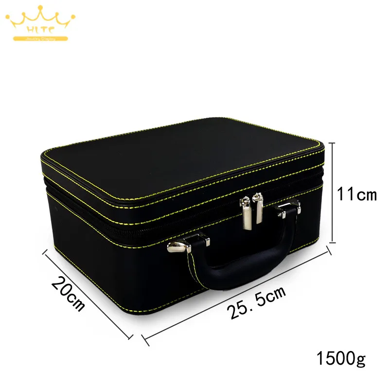 1pc PU leather double jewellery with zipper storage box multilayer earrings necklace bracelet ring jewelry | Украшения и