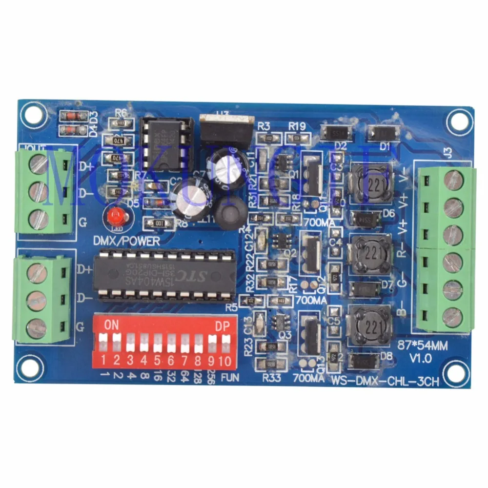 Постоянный ток 3CH RGB 350ma * 3CH/700ma DMX512 декодер DMX светодиодный контроллер для