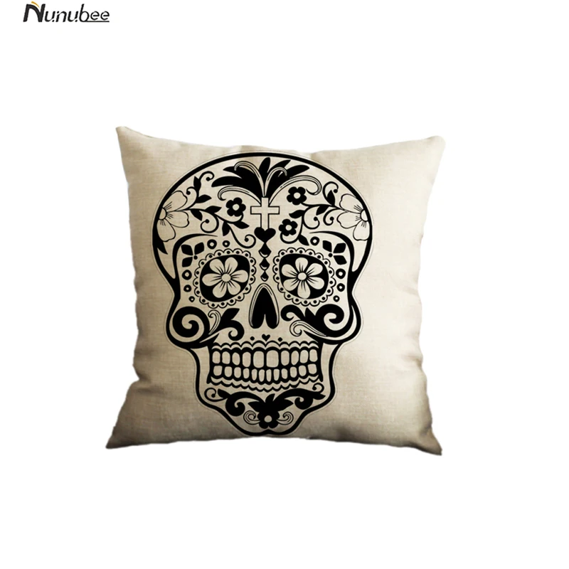 Цветок в стиле панк Мексика череп хлопок белье Чехлы для подушек стул и сзади квадратная наволочка дом сад