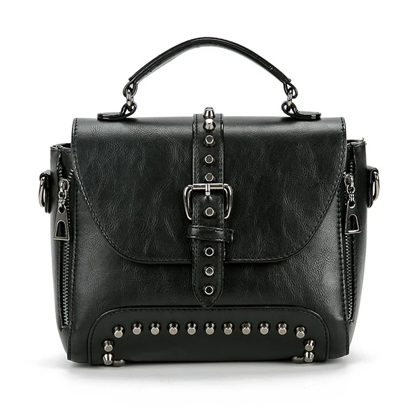 Black Rivet Bag Сумки через плечо для женщин, сумки-мессенджеры, винтажные сумки для женщин, известный бренд, заклепки, маленькая сумка через плечо, Дизайнерские повседневные женские сумки - Цвет: Black Rivet Bag