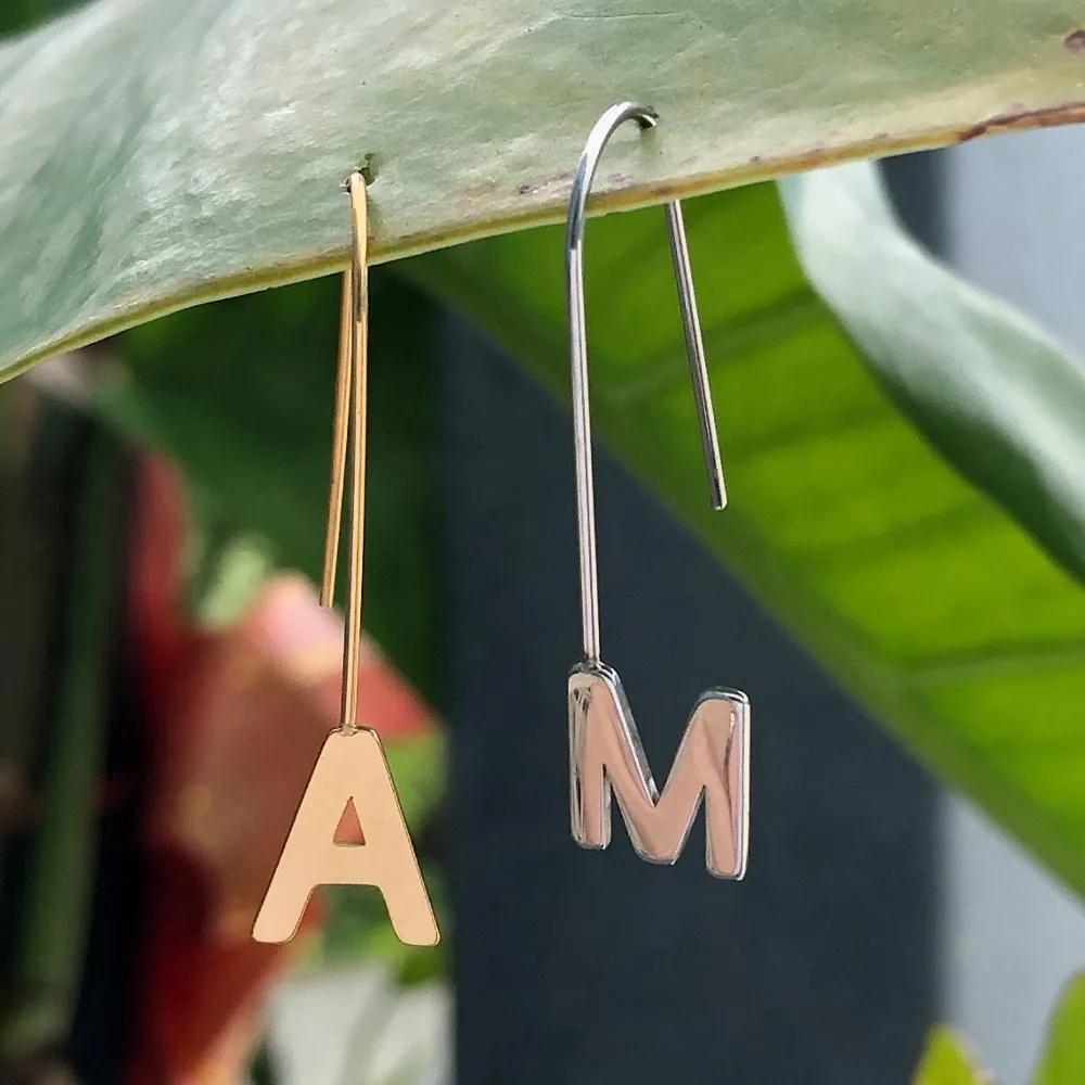 A & M серьги с буквами женские из нержавеющей стали|Серьги-подвески| |
