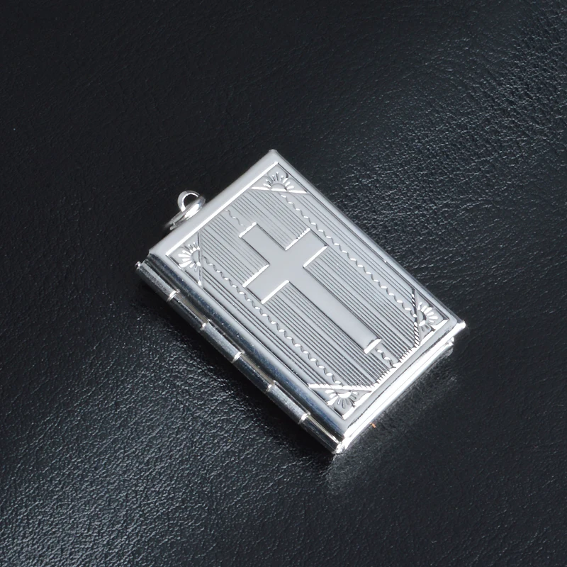 New Lower Price 925 Sterling Silver Square Shape Carve Cross Locket Photo Pendant Necklace Lovers Charms Gift El Collar Jewelry | Украшения