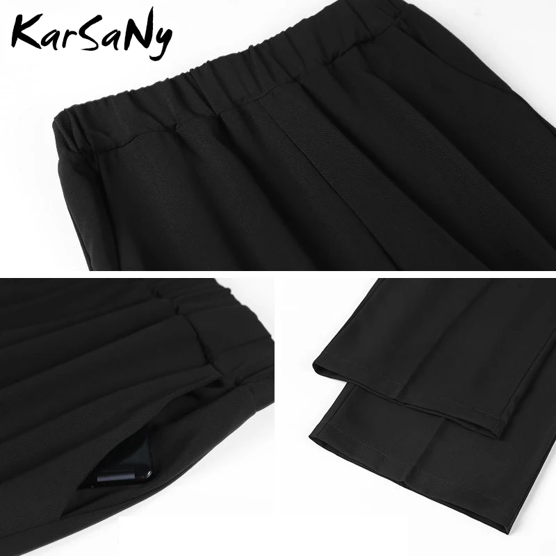 

KarSaNy Summer Trousers Women Plus Size High Waist Casual Loose Pants Women Wide Pants Women Summer Office Ladies Trousers 2019