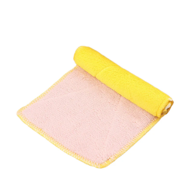 Yellow Pink Абсолютно новые высококачественные двухсторонние полотенца для посуды из микрофибры уплотненная ткань блюдо антипригарное масло абсорбент кухонные полотенца - Цвет: Yellow Pink