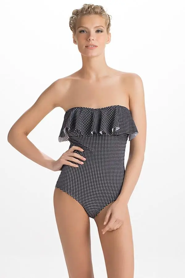 Для женщин Одна деталь купальники Волан рюшами Swimdress горошек боди с должны VS