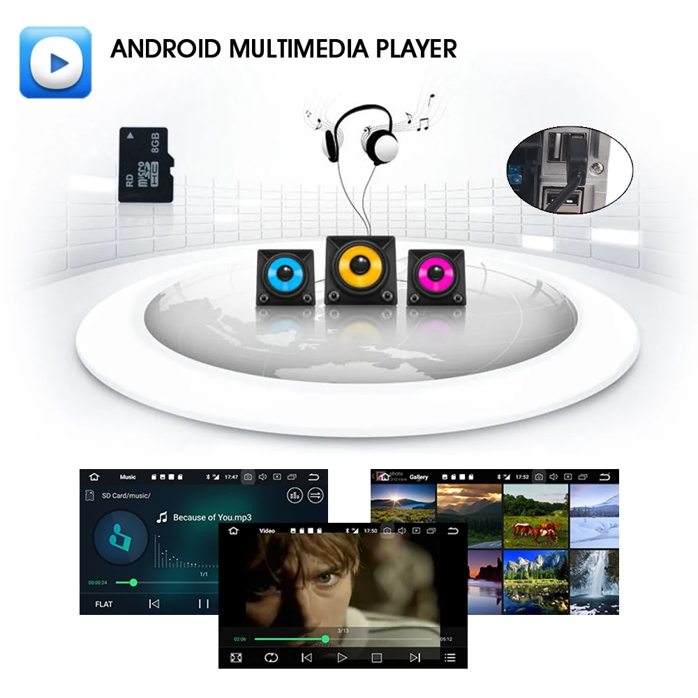 Автомобильная стереосистема Android 8 0 3G DAB + WiFi Bluetooth BT OBD DVR DTV IN СБ Navi Автомобильный GPS