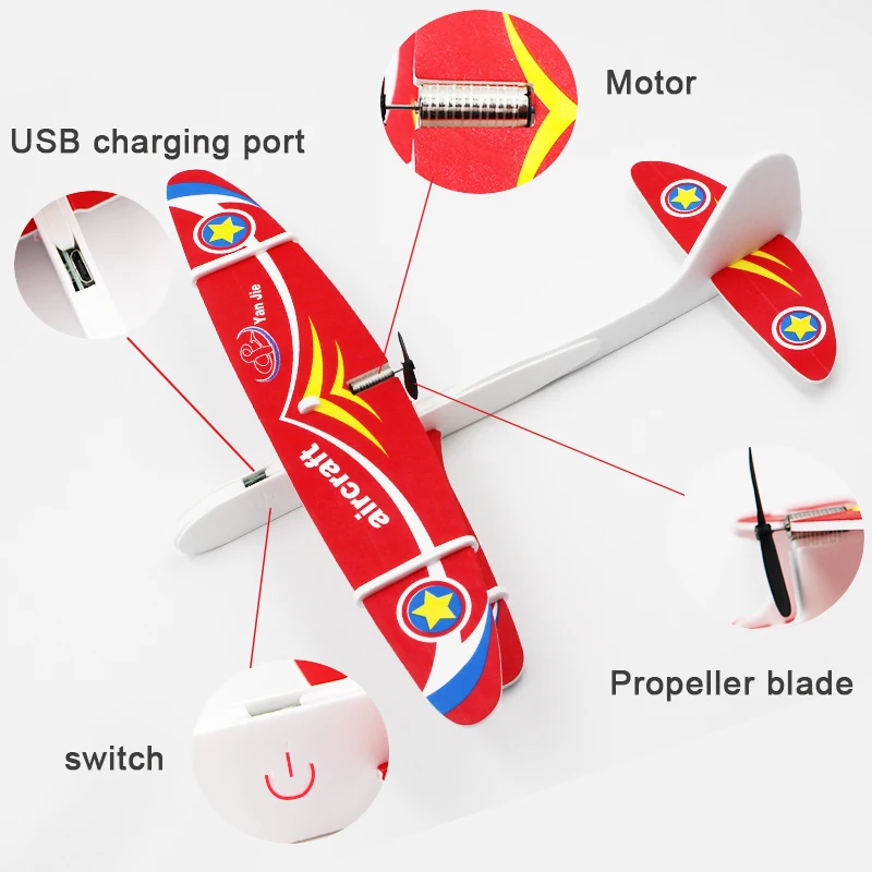 Rechargeable Electric Biplane Glider Foam Powered Flying Plane Aircraft Model Science Health Educational Toys For Children |